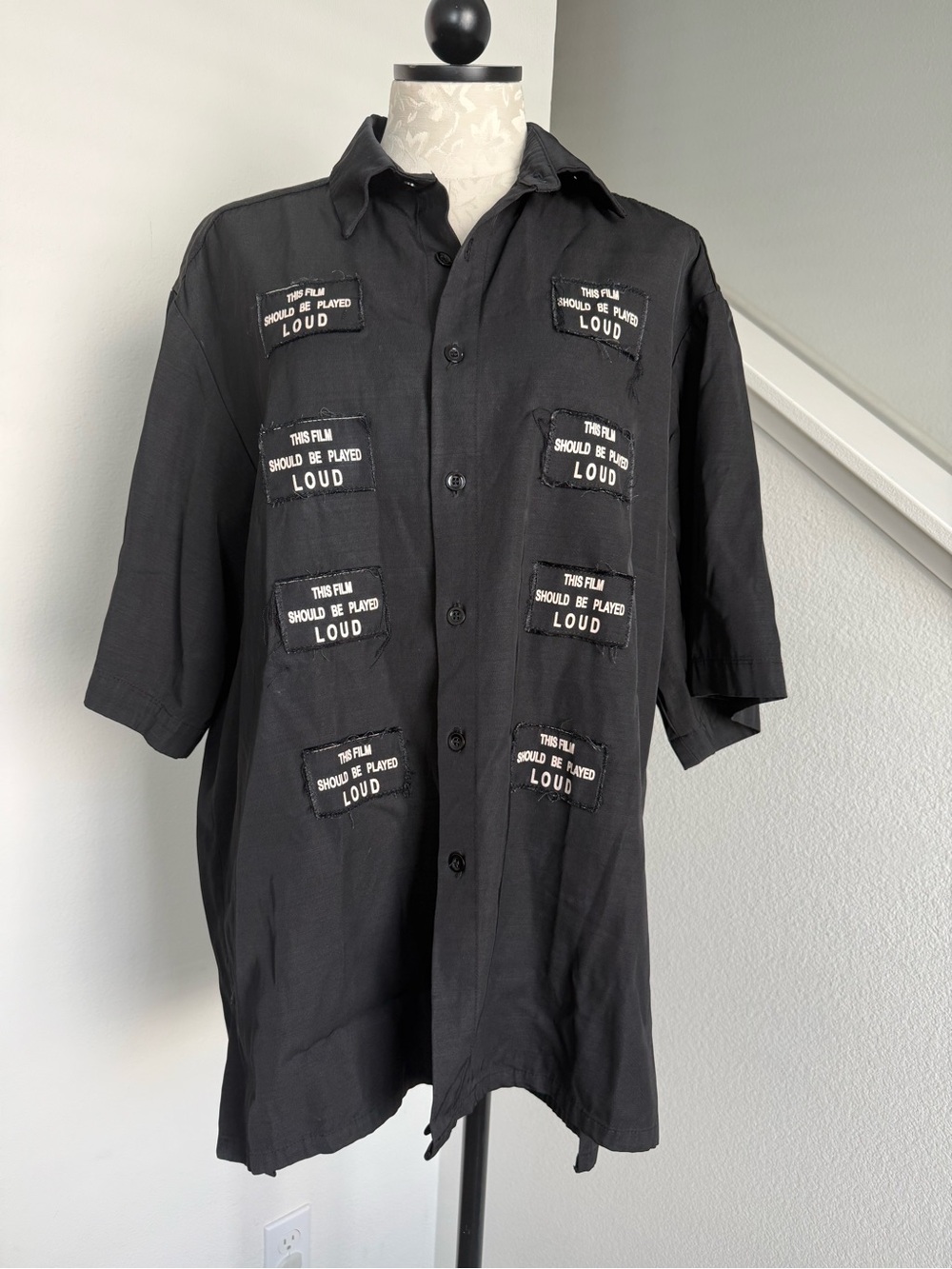 Yang Li Designer Men’s Streetwear Black Button Up Shirt Italy Size 46 Large XL